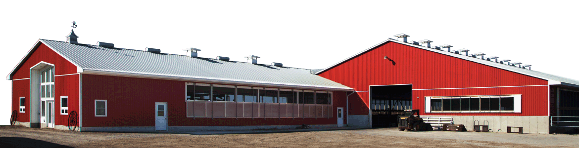 red barn with custom trim, ventilator, cupolas, and shutters